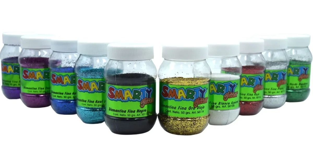 Diamantina Fina 10 Colores Bote Con 50 Gramos = 500 Gramos