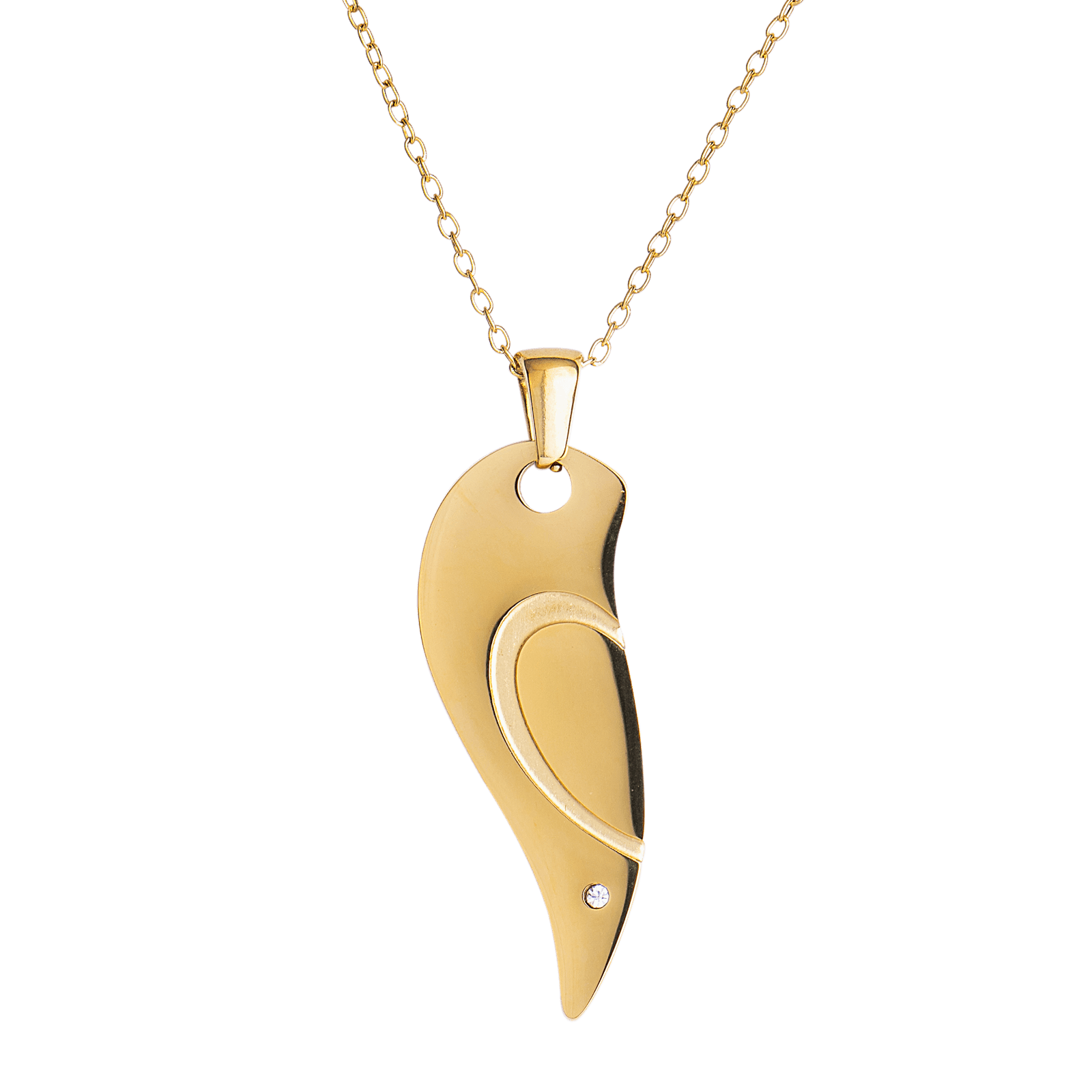 LuckyLy Collares para Parejas de Corazón de Acero Inoxidable y Zirconia Cúbica , Collar Hombre Plata, Collar Mujer Oro 18k - Modelo Amore