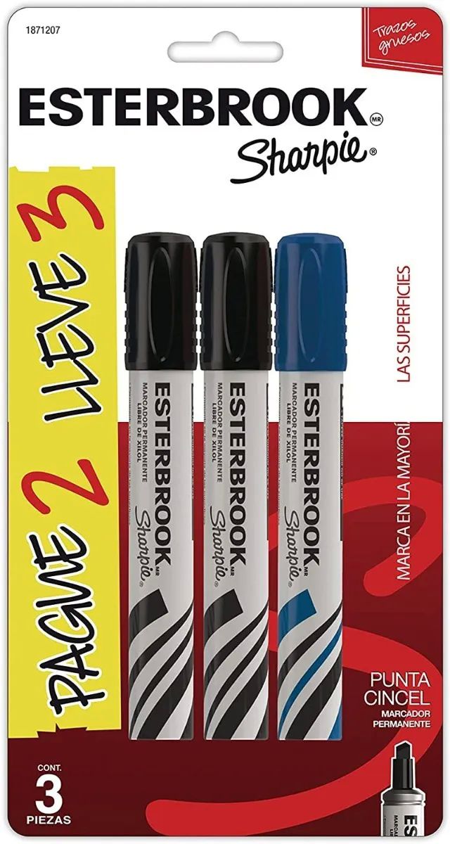 Marcador Permanente Esterbrook Sharpie 3 Piezas