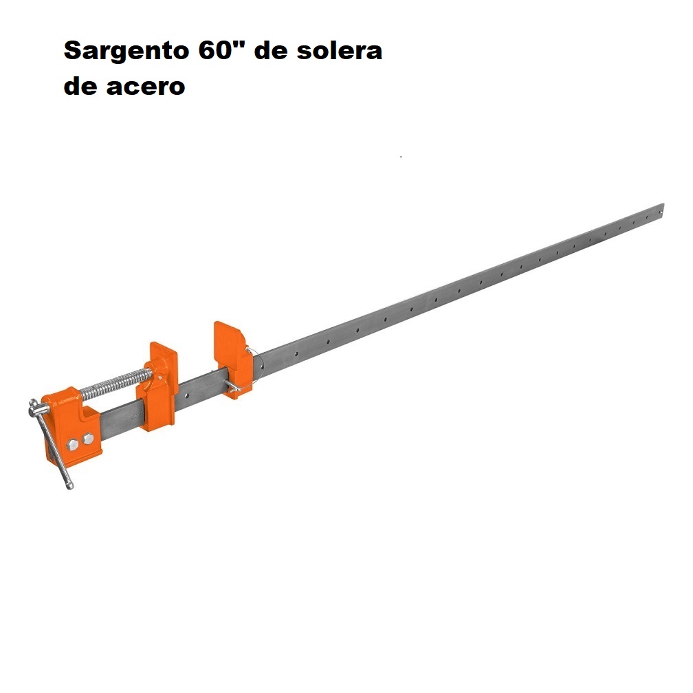 Sargento de solera de acero largo 173 cm (68") apertura max.(60 ") Truper para construcción -carpintería 