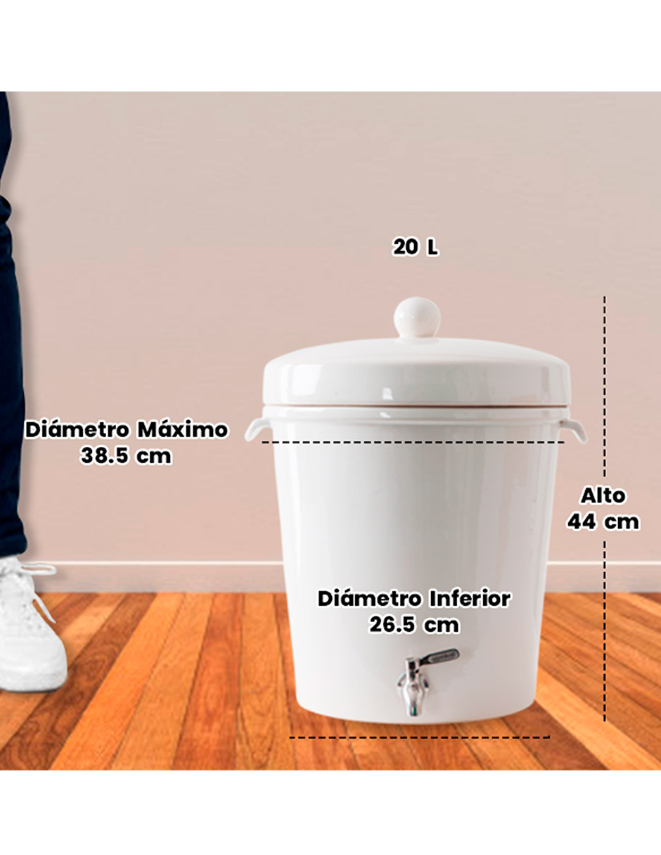 Ecofiltro Purificador Dispensador y Filtro de Agua Cerámica Grande (20 L) Blanco Puntos