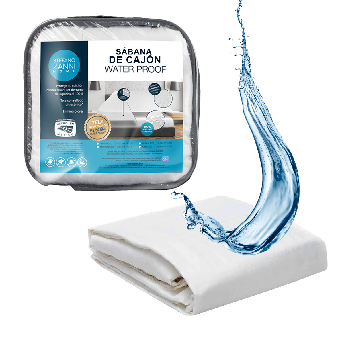 Protector de Colchón 100% Impermeable Stefano Zanni, Individual