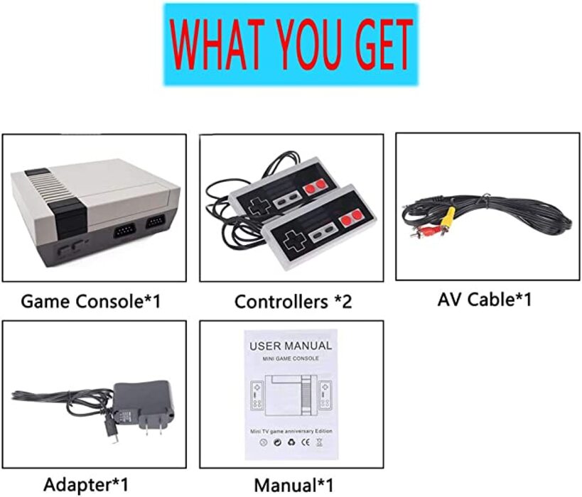 Consola de juegos retro clásica, 620 juegos integrados con 2 controles clásicos
