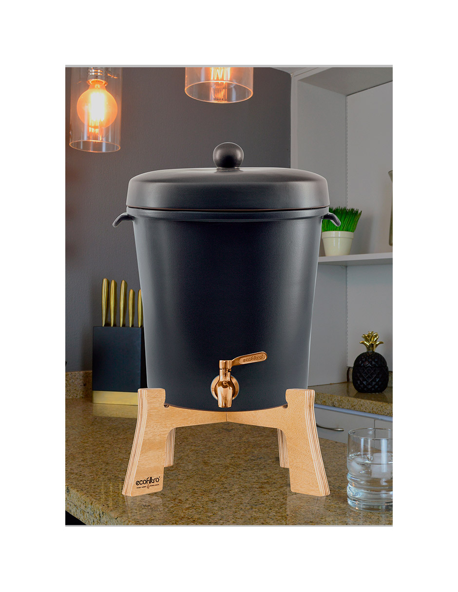 Ecofiltro Purificador Dispensador y Filtro de Agua Cerámica Mediano (8 L) Edición Especial Negro Mate
