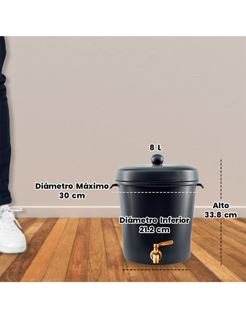 Ecofiltro Purificador Dispensador y Filtro de Agua Cerámica Mediano (8 L) Edición Especial Negro Mate