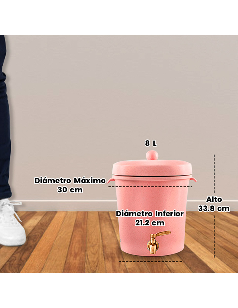 Ecofiltro Purificador Dispensador y Filtro de Agua Cerámica Mediano (8 L) Edición Especial Coral