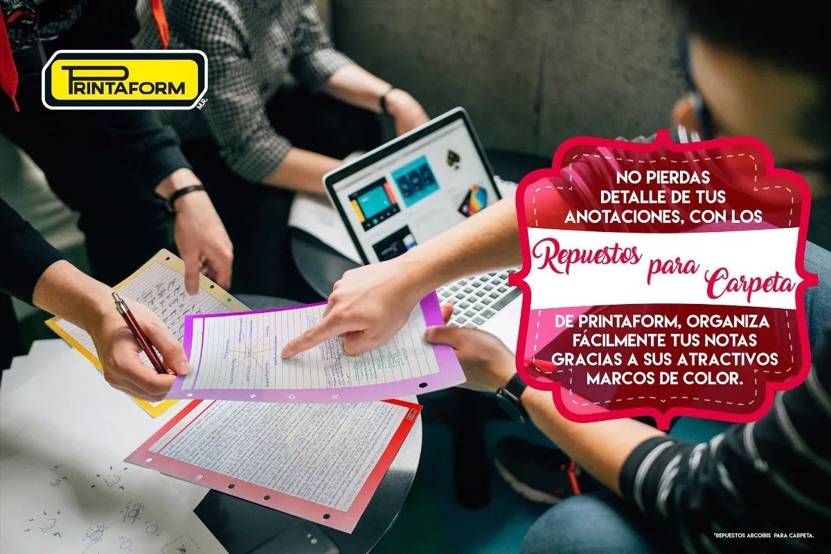 Repuesto Para Carpeta De 500 Hojas - 5 Colores Para Separar Materias - 100 Por Color C7 CUADRO GRANDE