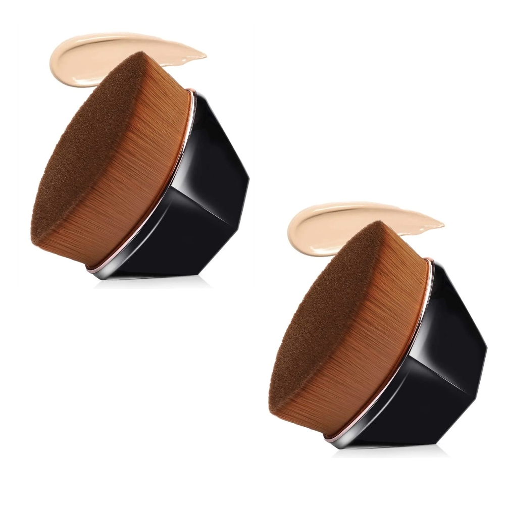 Kit de 2 Brochas Mágicas Kabuki Plana Para Base De Maquillaje Y Polvo