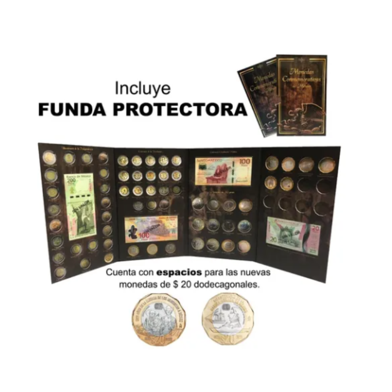 Álbum Tríptico Para Monedas Conmemorativas $5 $20 Y Billetes