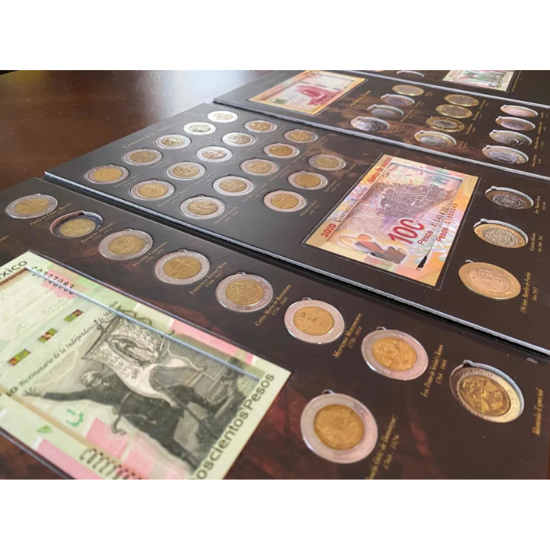 Álbum Tríptico Para Monedas Conmemorativas $5 $20 Y Billetes