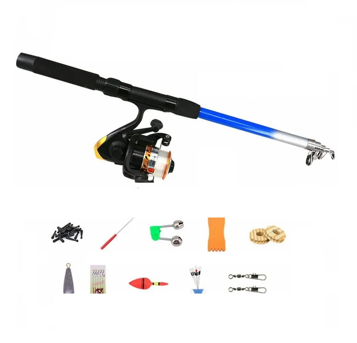  Combo Kit Completo Carrete De Caña De Pescar  Juvenil