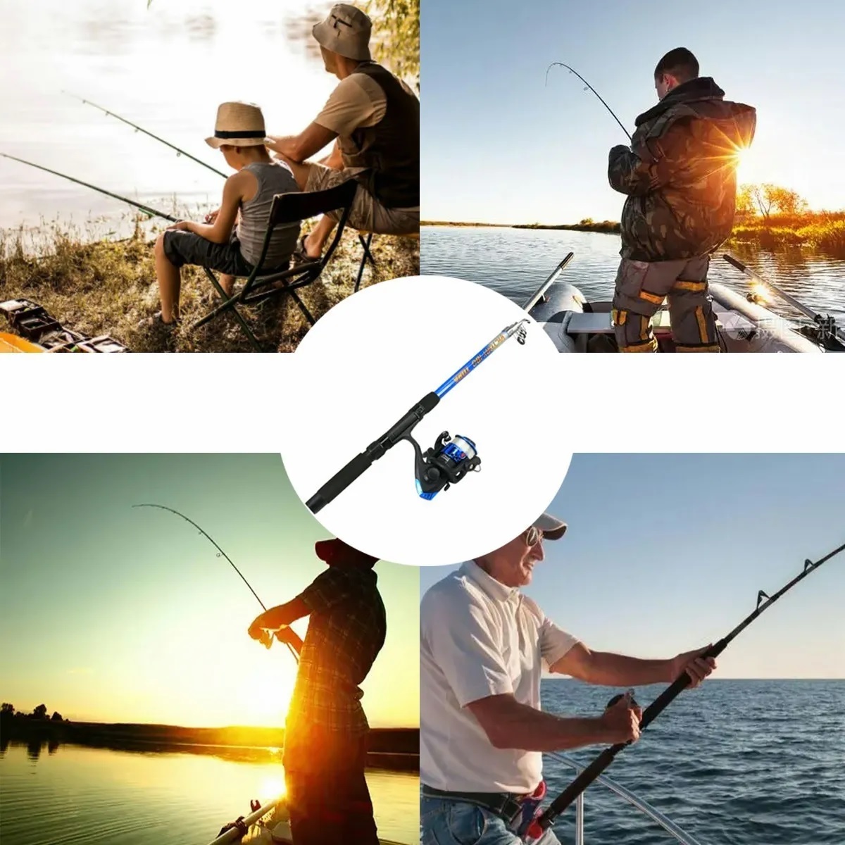  Combo Kit Completo Carrete De Caña De Pescar  Juvenil