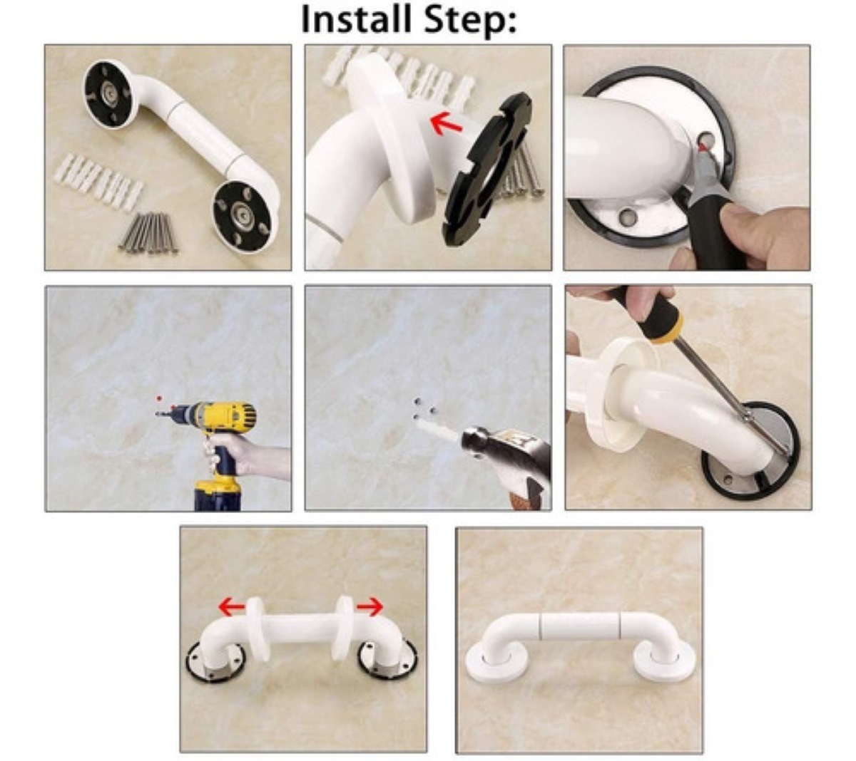 2 Barras De Seguridad Antideslizante Blancas