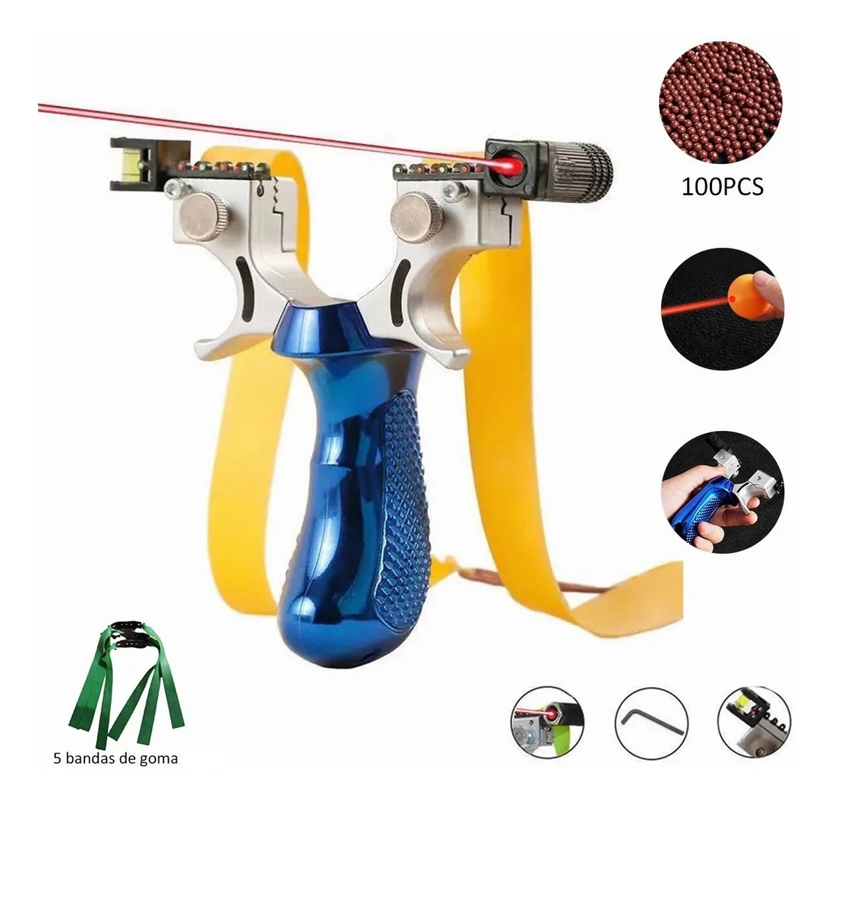 Resortera Profesional Láser Para Exteriores,con 100 Canicas