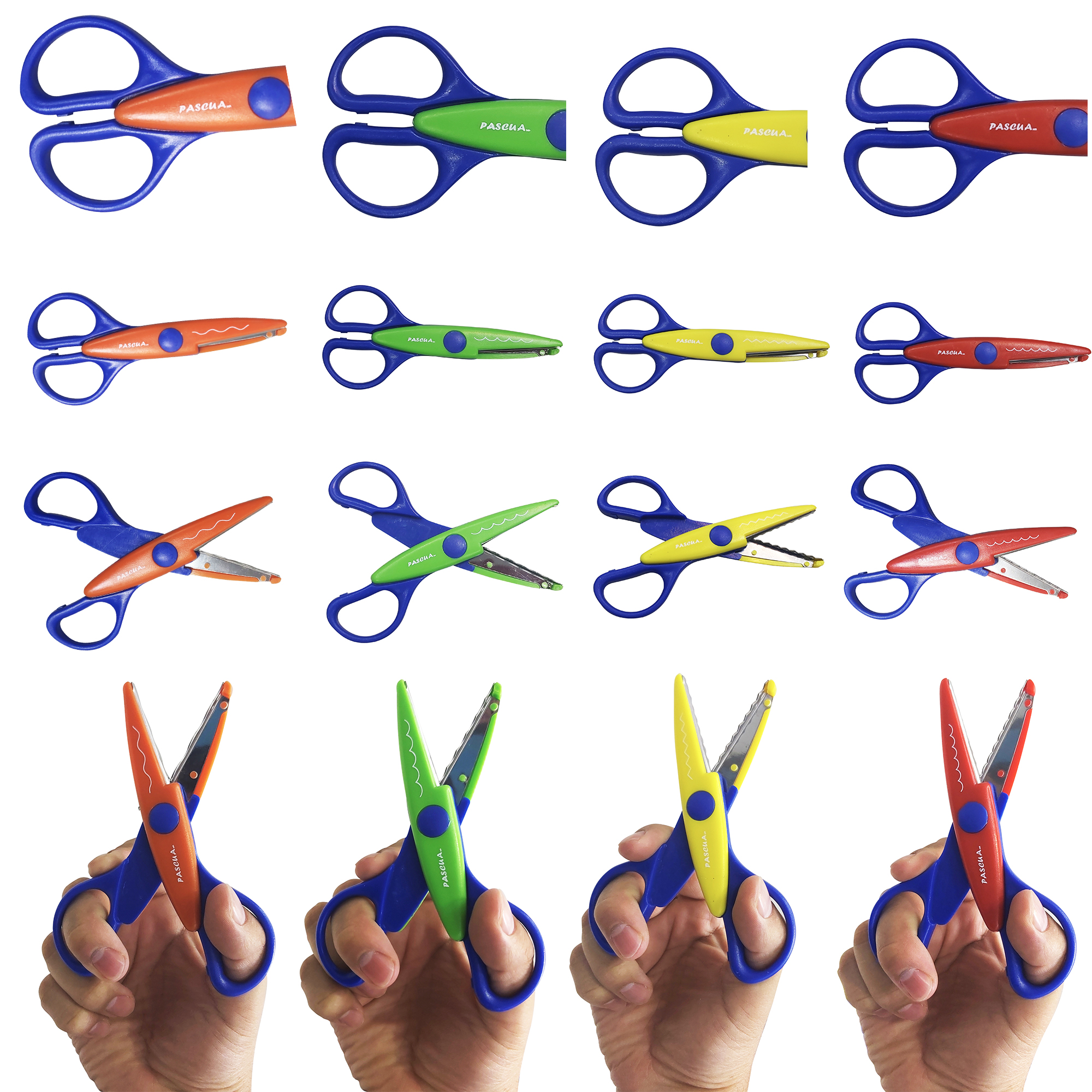 TIJERAS DECORATIVAS 4 PIEZAS CORTES DIFERENTES CON FORMAS PARA MANUALIDAD TIJ-DEC-04