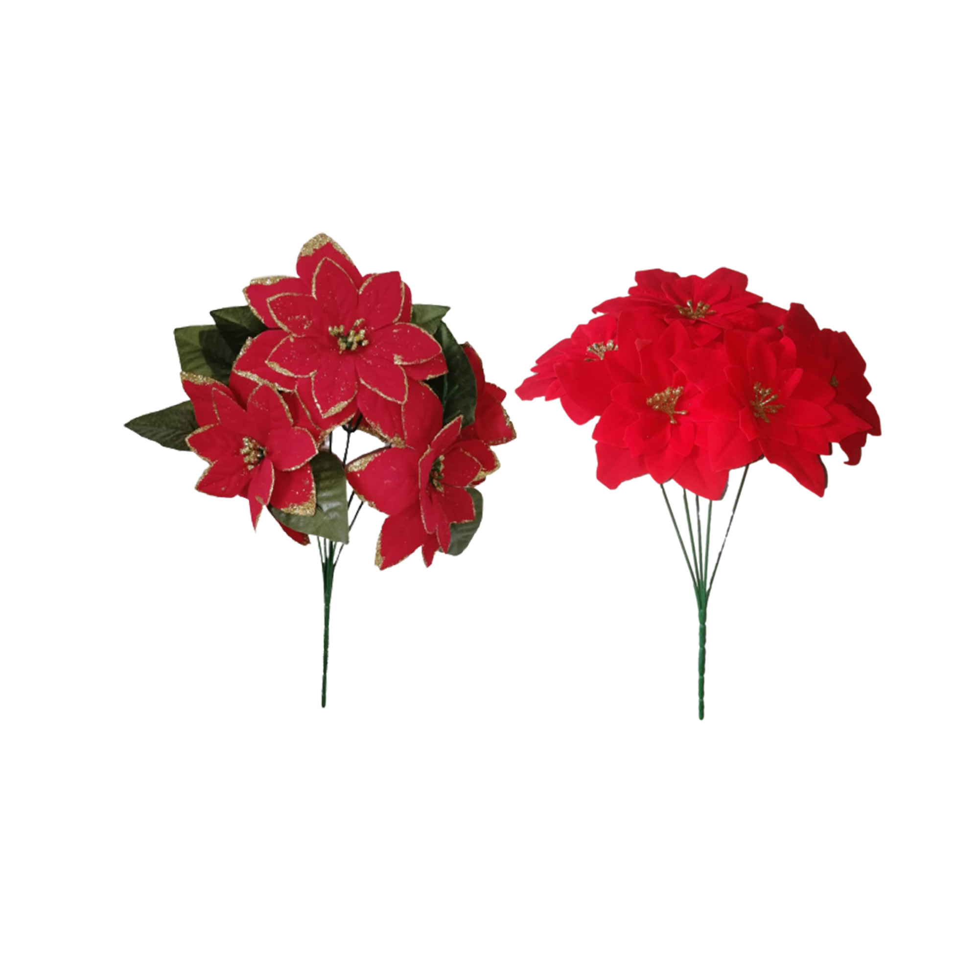 10 Ramos Flor Artificial Nochebuena 5 y 6 Flores Decoración Interior Exterior