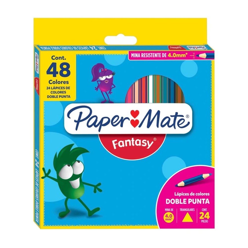 Paper Mate Fantasy, Lápices de Colores 24 piezas Doble Punta con 48 Colores