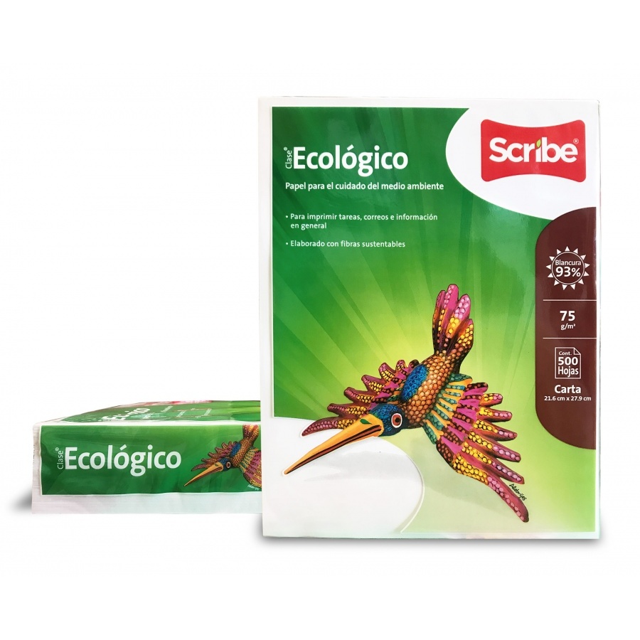Scribe Ecologico Paquete De 500 Hojas De Papel Tamaño Carta Para Impresora Y Copiadora