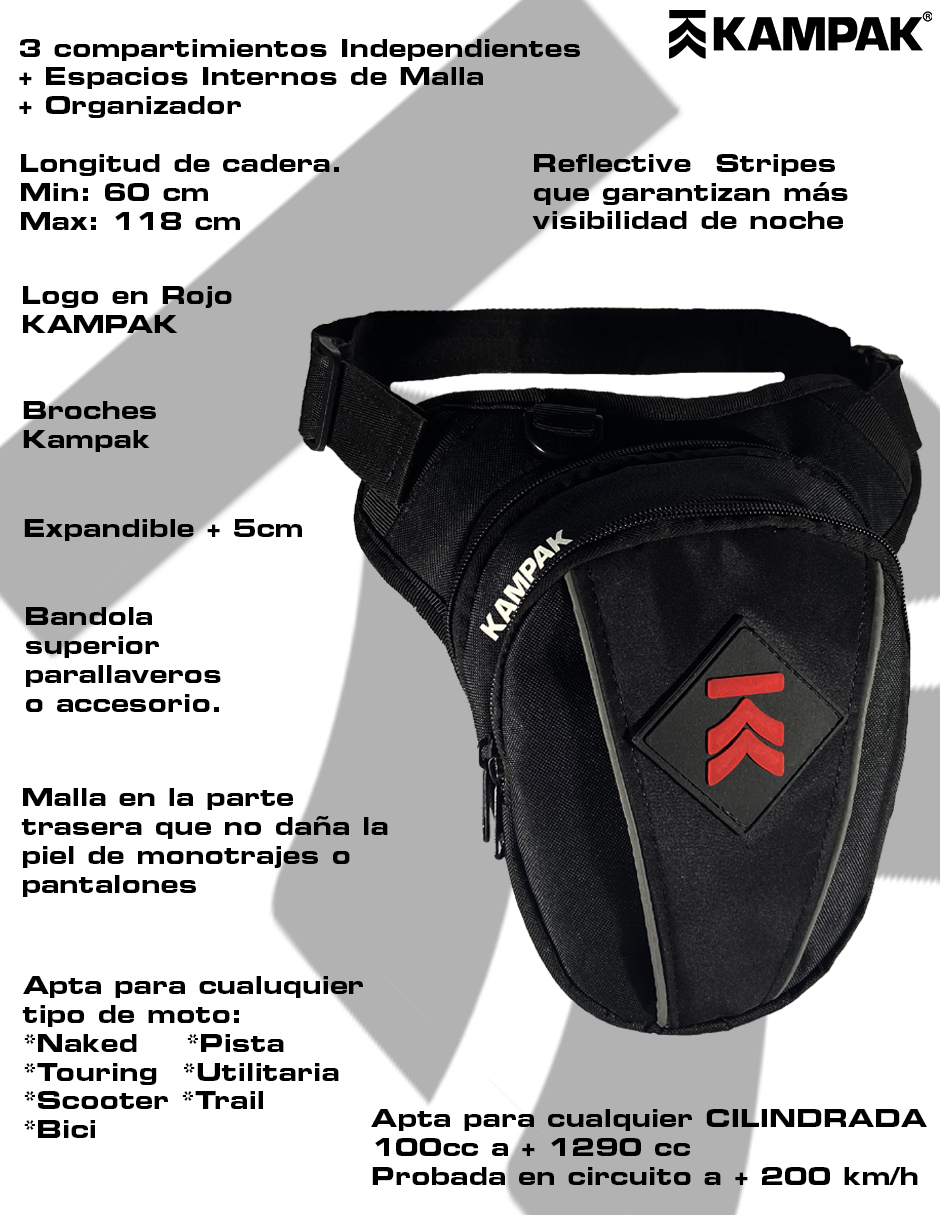 Piernera Motociclista Kampak DP21 Reflejante Expandible Moto Bici