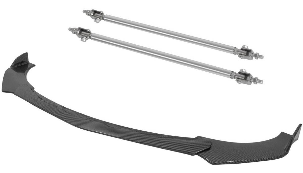 Kit Lip Universal Tipo Fibra Carbono + Sujetadores Lip Plata