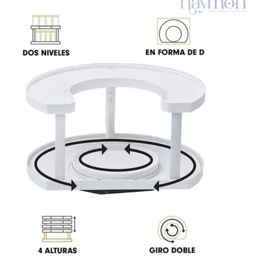 Organizador De Especias Giratorio Cocina 2 Niveles Moderno