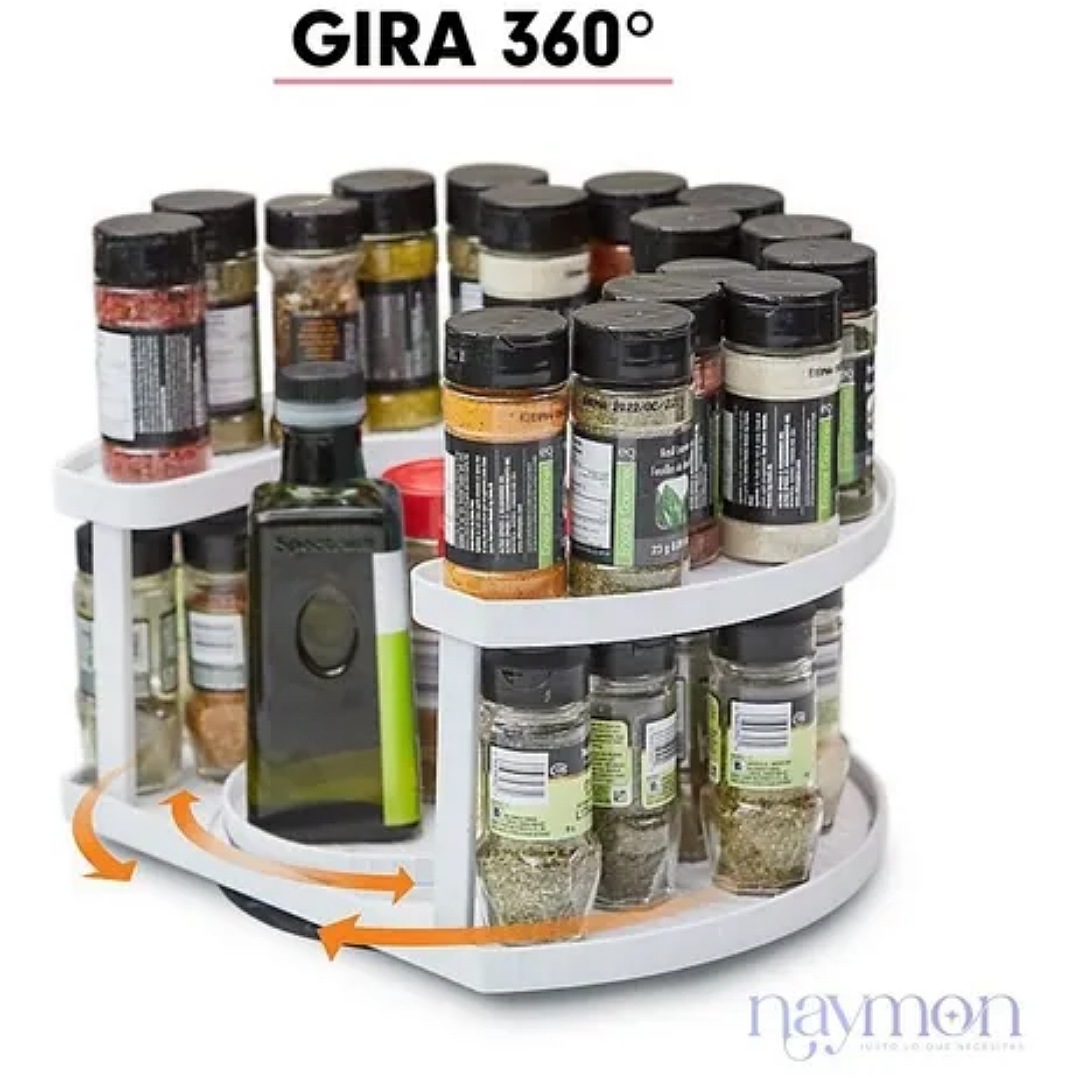 Organizador De Especias Giratorio Cocina 2 Niveles Moderno
