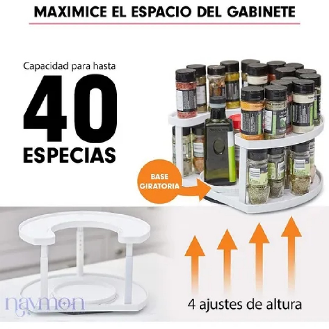 Organizador De Especias Giratorio Cocina 2 Niveles Moderno