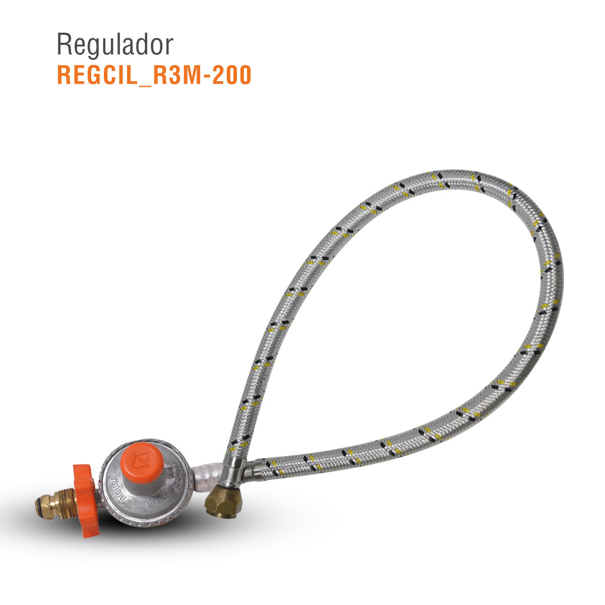 Regulador gas lp baja presion r3 c/manguera 2 m conex giratoria ingusa 