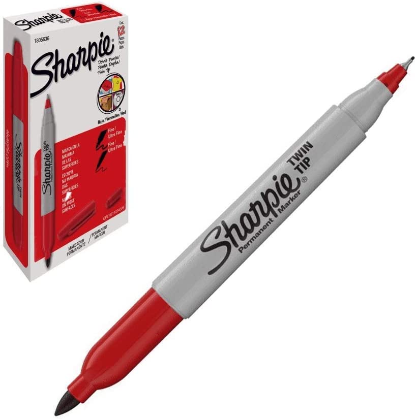 Marcador permanente Sharpie doble punta color rojo /12 pzas