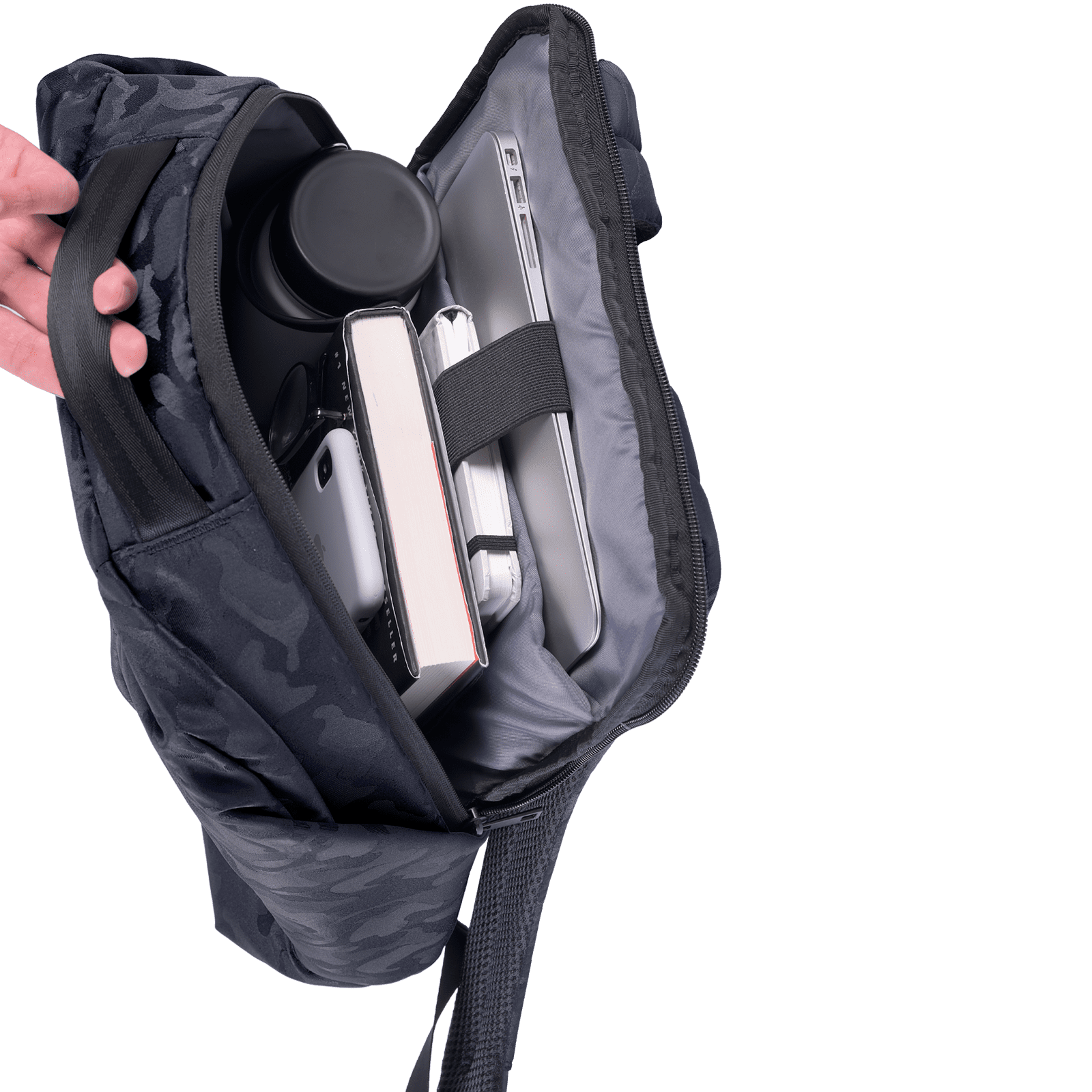 LUCKMAN Mochila para Laptop hasta 15.6 Pulgadas, Moderna Antirrobo, Múltiples Compartimentos, Backpack Hombre Ejecutiva, Escolar de Viaje, Funcional Resistente, Repelente al Agua - Mateo, Negro Militar