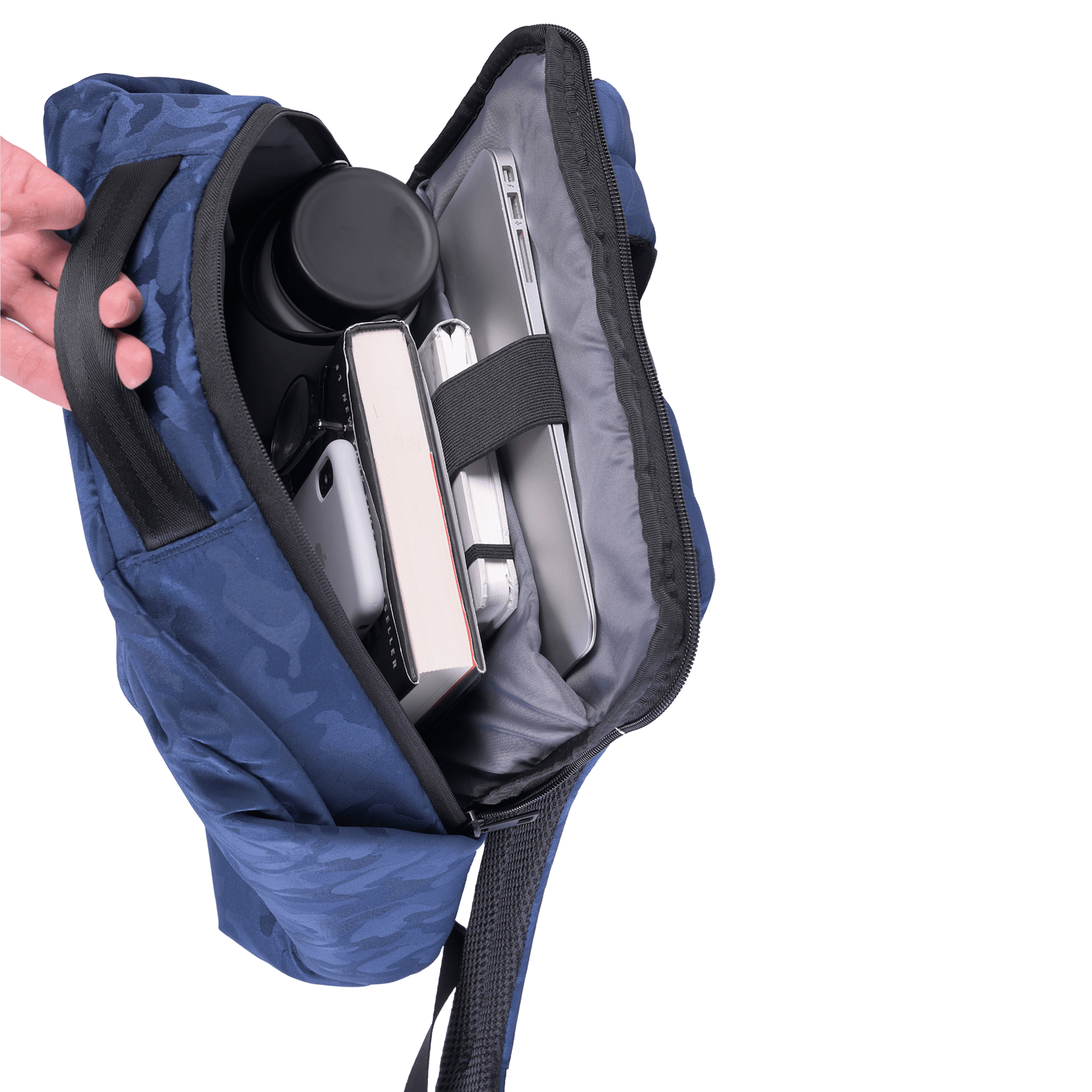 LUCKMAN Mochila para Laptop hasta 15.6 Pulgadas, Moderna Antirrobo, Múltiples Compartimentos, Backpack Hombre Ejecutiva, Escolar de Viaje, Funcional Resistente, Repelente al Agua - Mateo, Azul Militar