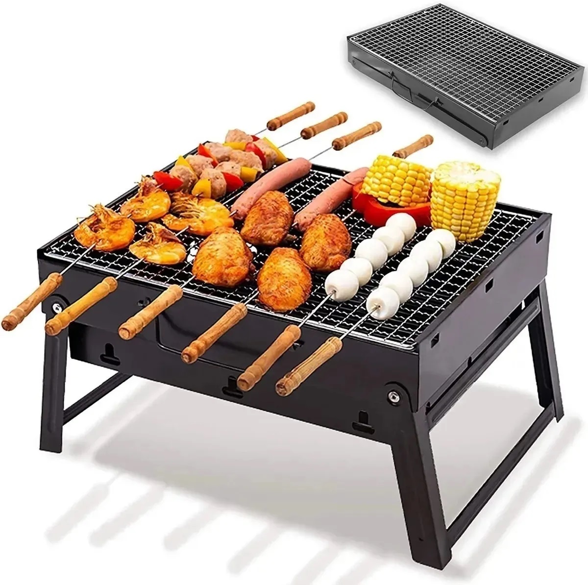Mini Parrilla De Carbón Portátil Plegable Acero Inoxidable