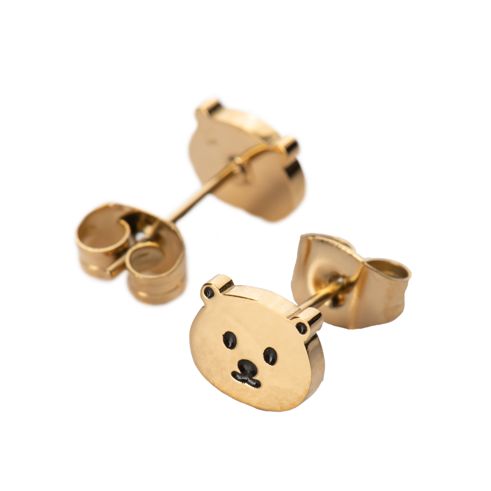 LuckyLy Set de Joyería para Mujer de Oso , Collar y Aretes de Acero Inoxidable con Baño de Oro 18k - Modelo Lila