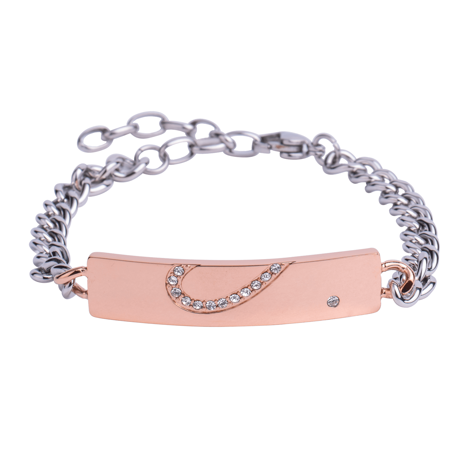 LuckyLy Pulseras para Pareja de Corazón de Acero Inoxidable y Zirconia Cúbica , Pulsera Hombre Plata, Pulsera Mujer Oro Rosa 18k - Modelo Cuore