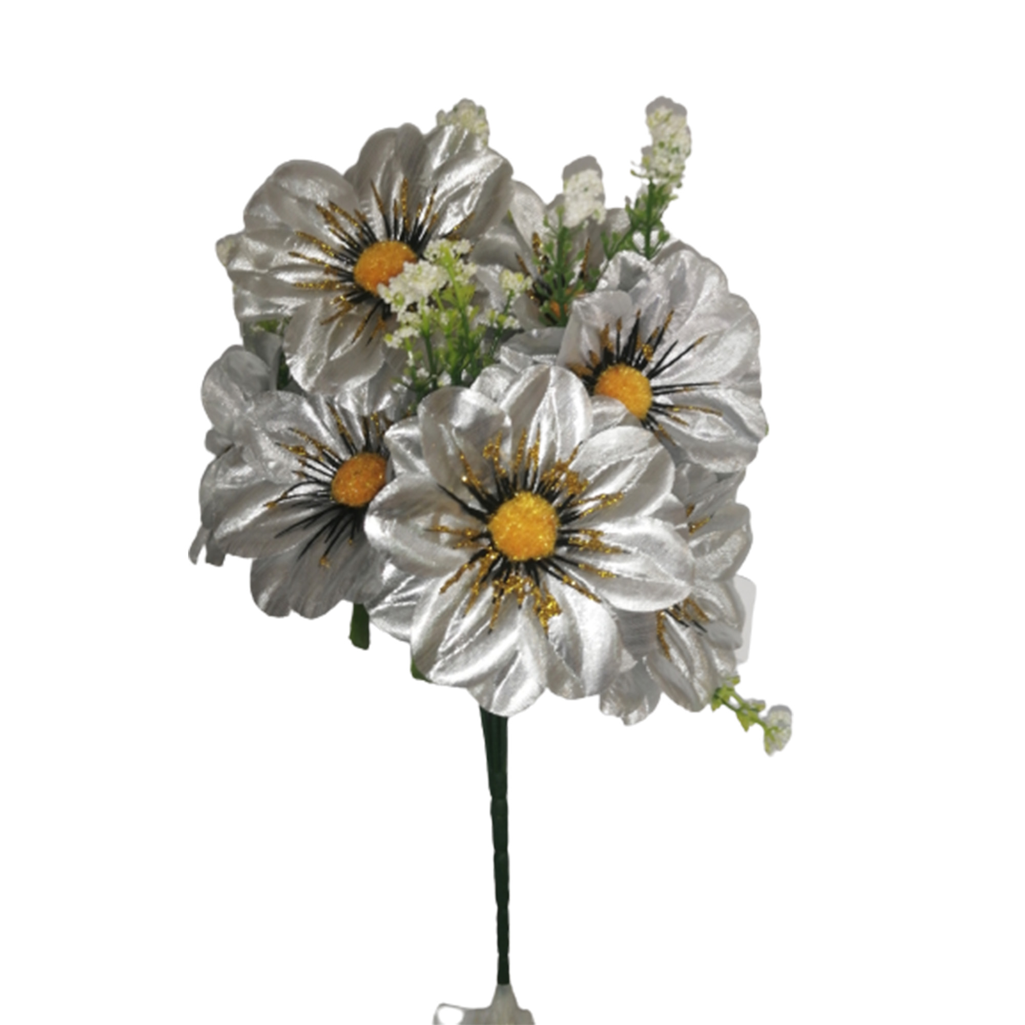 10 Ramos Flor Artificial Mini Dalia 7 Flores Decoración Interior Exterior