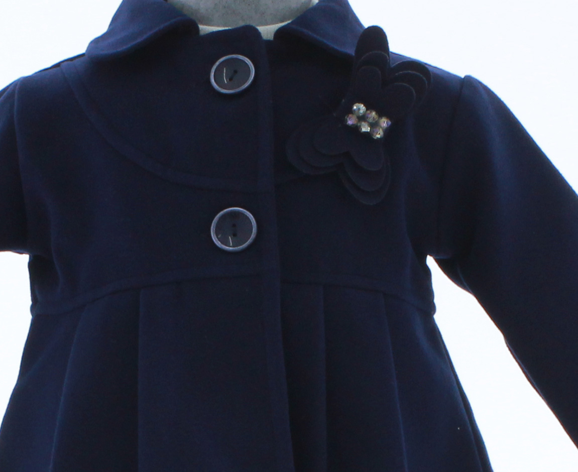Abrigo Niña Azul Marino Forrado 3178 1 a 6 Años.