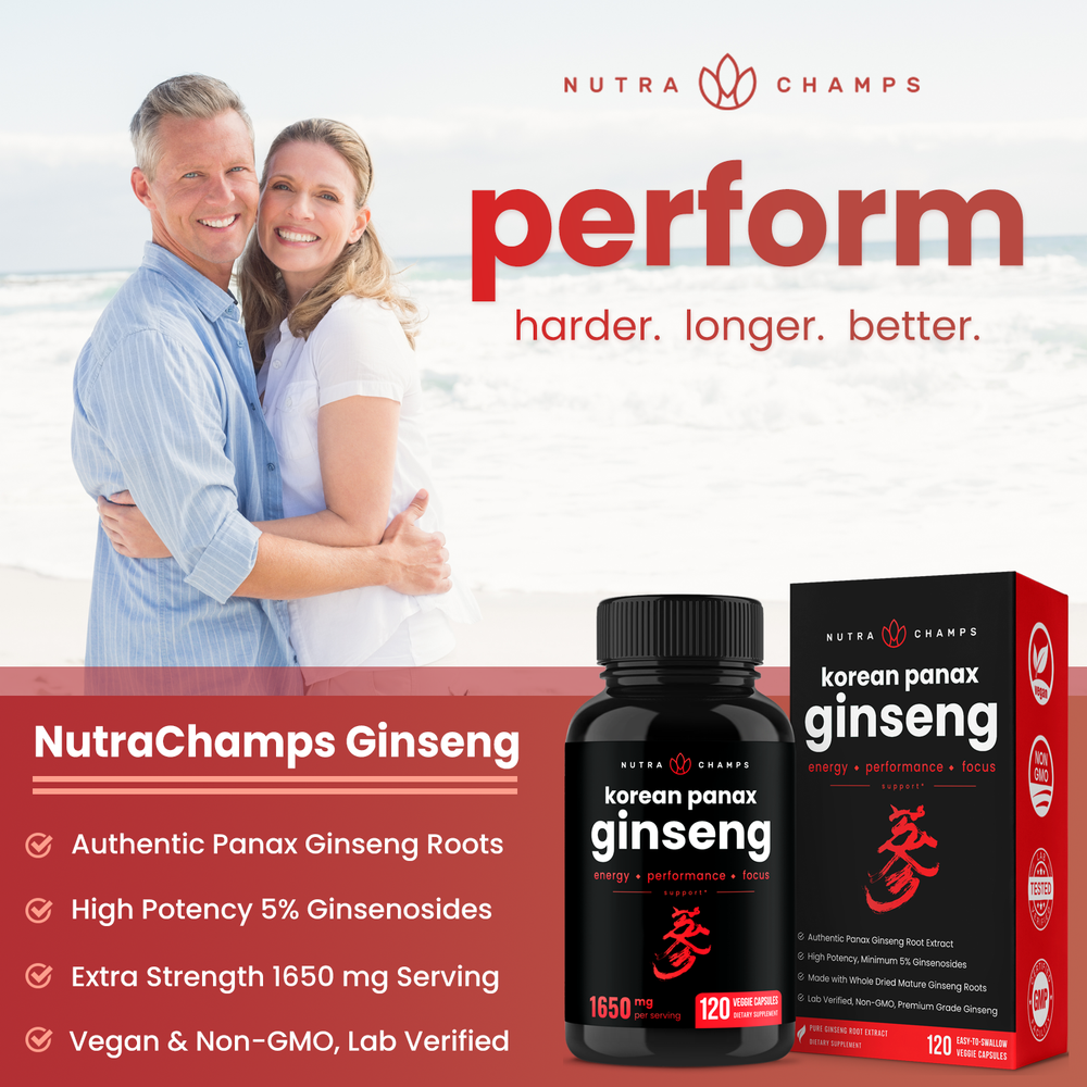 capsulas Ginseng Korean Panax -1650 mg- Nutra Champs suplemento