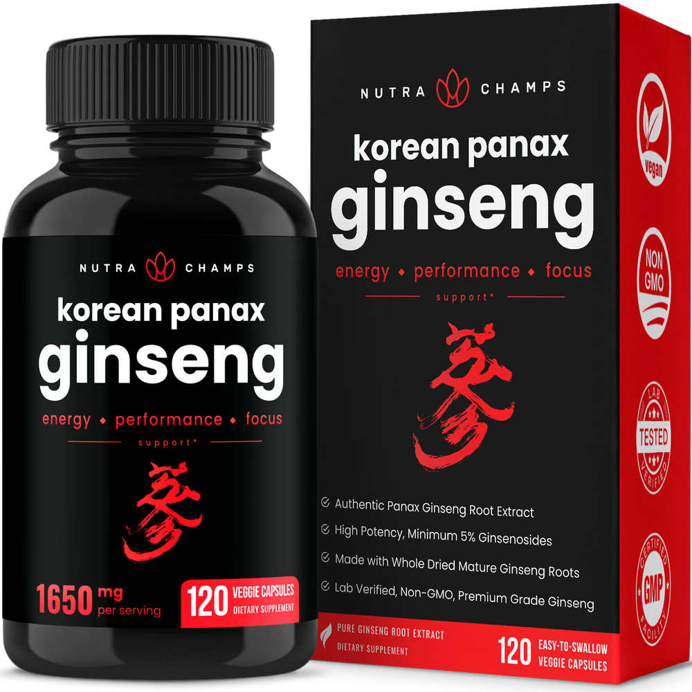 capsulas Ginseng Korean Panax -1650 mg- Nutra Champs suplemento