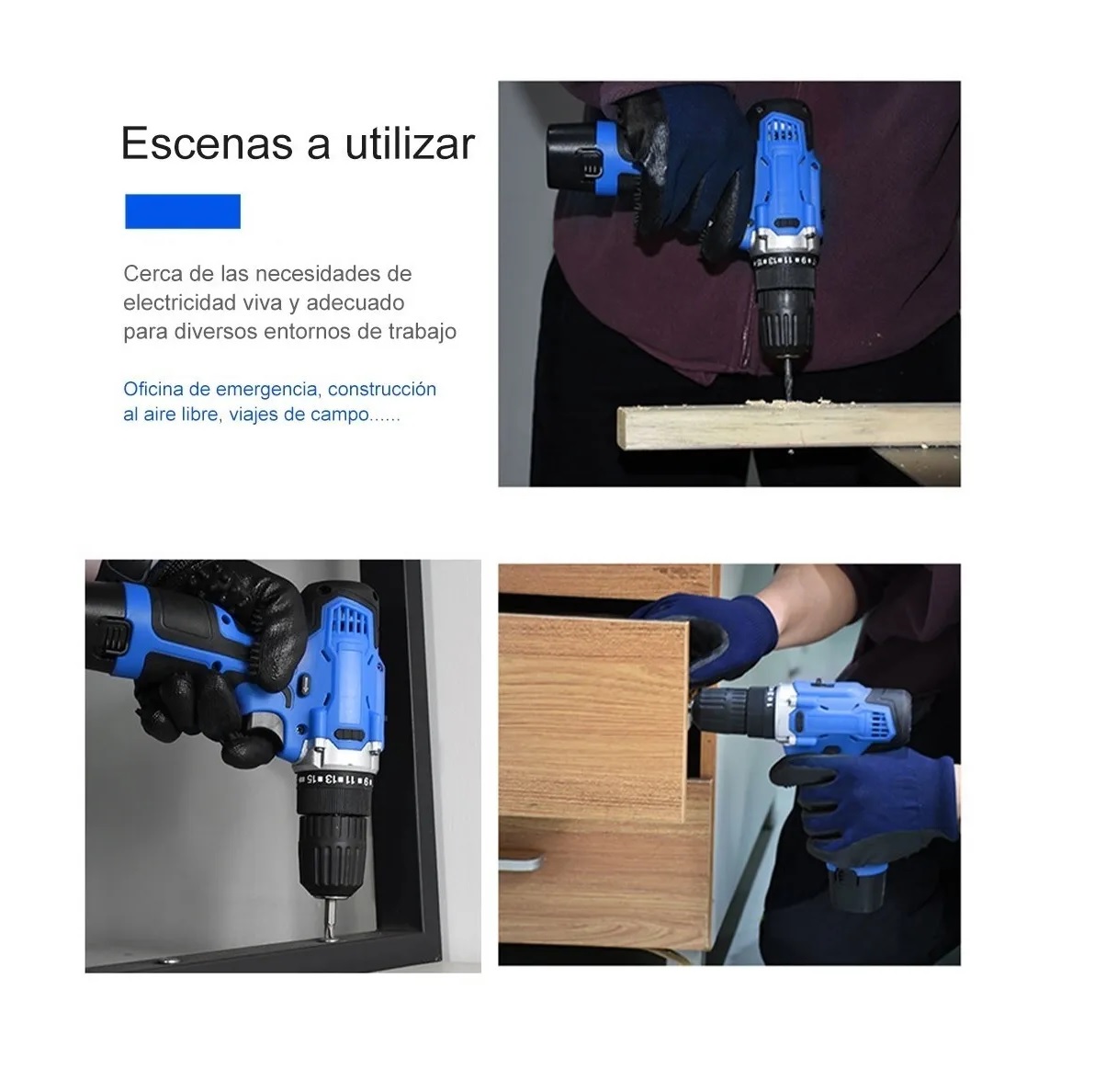 Kit De Herramientas Taladro Eléctrico De Litio Azul