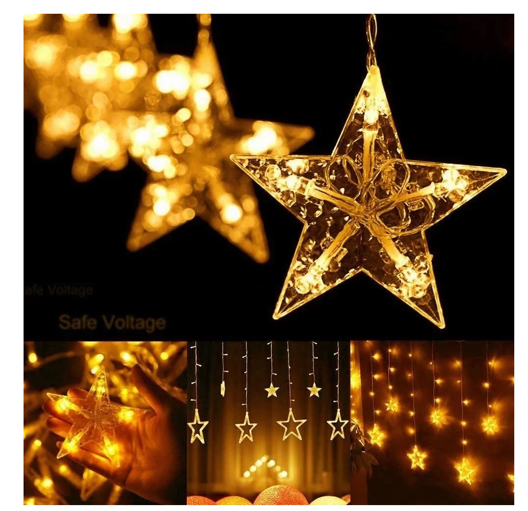 Cortinas Serie Luces 12 Estrellas Decorativas 8 Modos