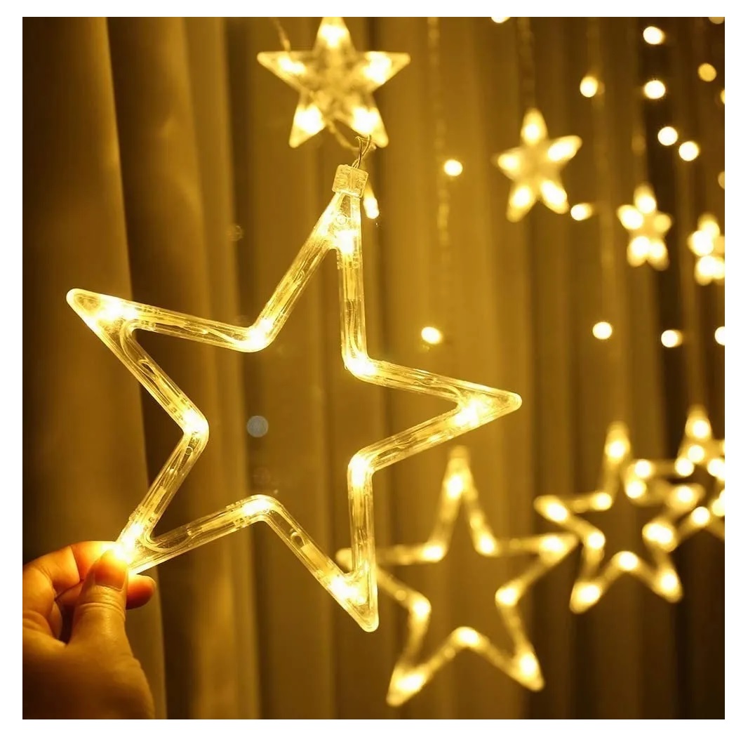 Cortinas Serie Luces 12 Estrellas Decorativas 8 Modos