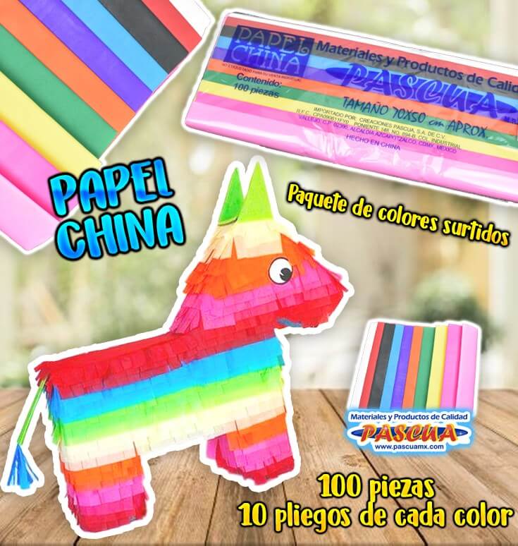Papel China 100 Pliegos Colores Surtidos Fiesta - Miyamoto Shop