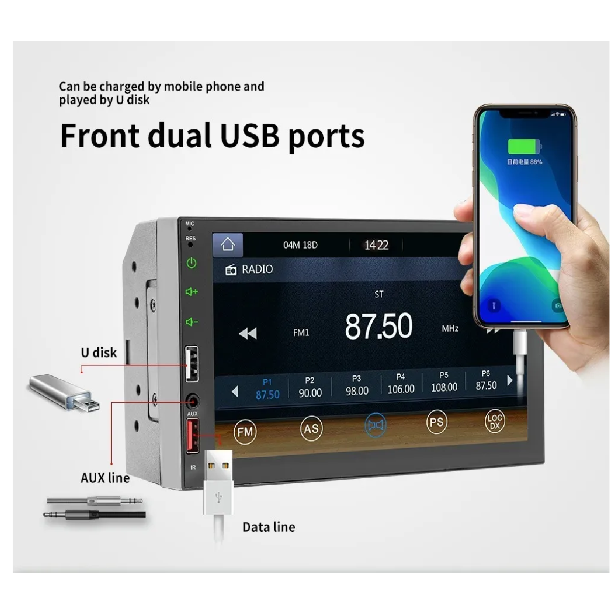 Estéreo Para Auto Mirror Link 7 X2s Con Cámara