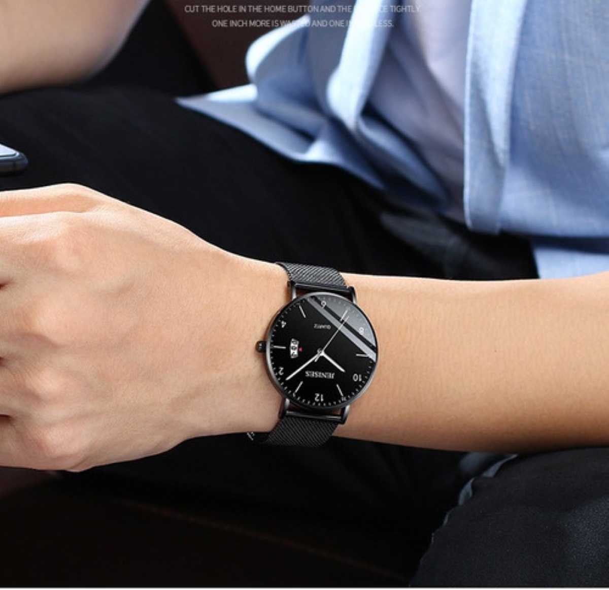 Reloj Cuarzo deportivo Impermeable para Hombre Negro