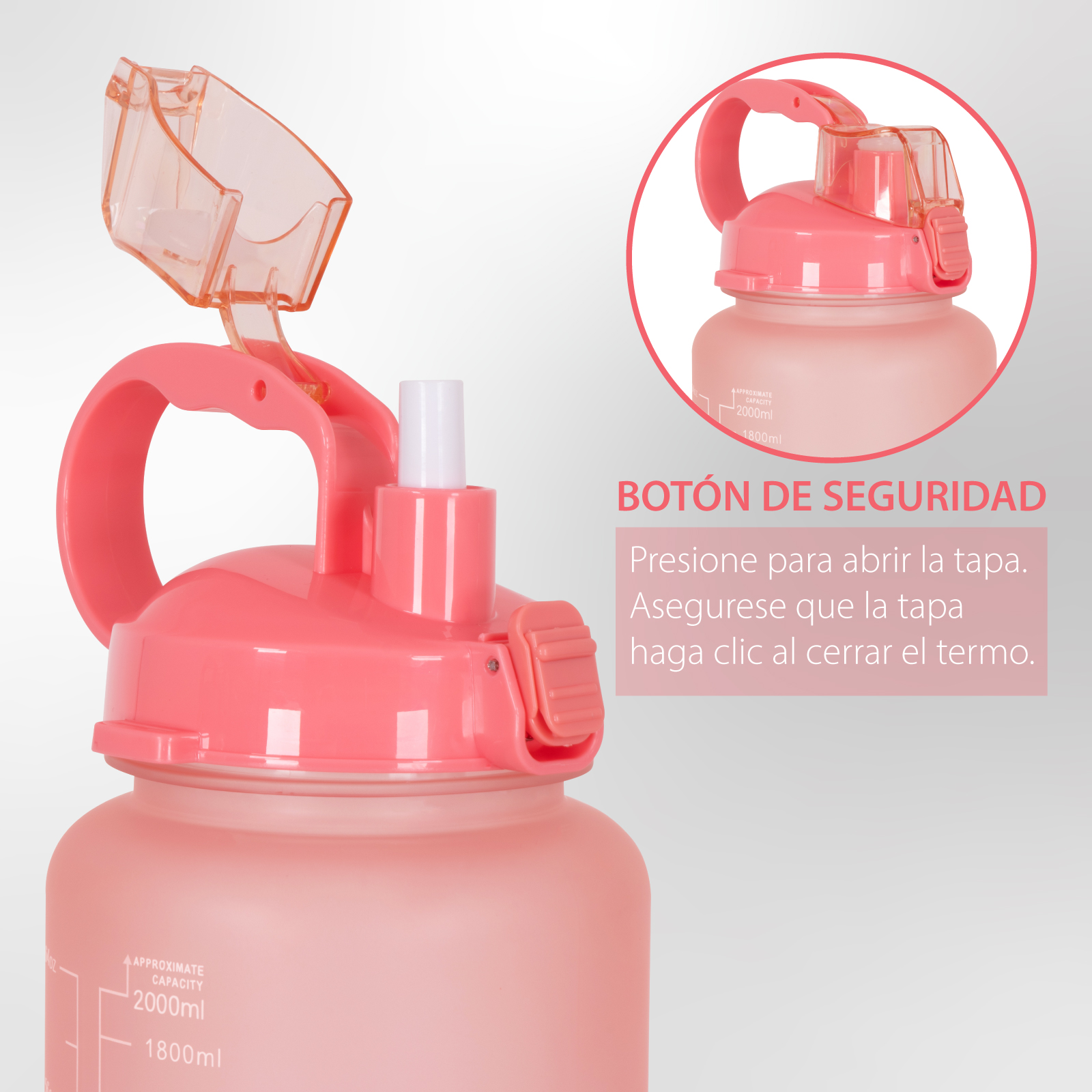 Botella De Agua Motivacional Con Marcador Capacidad 2.2 Litros Onof