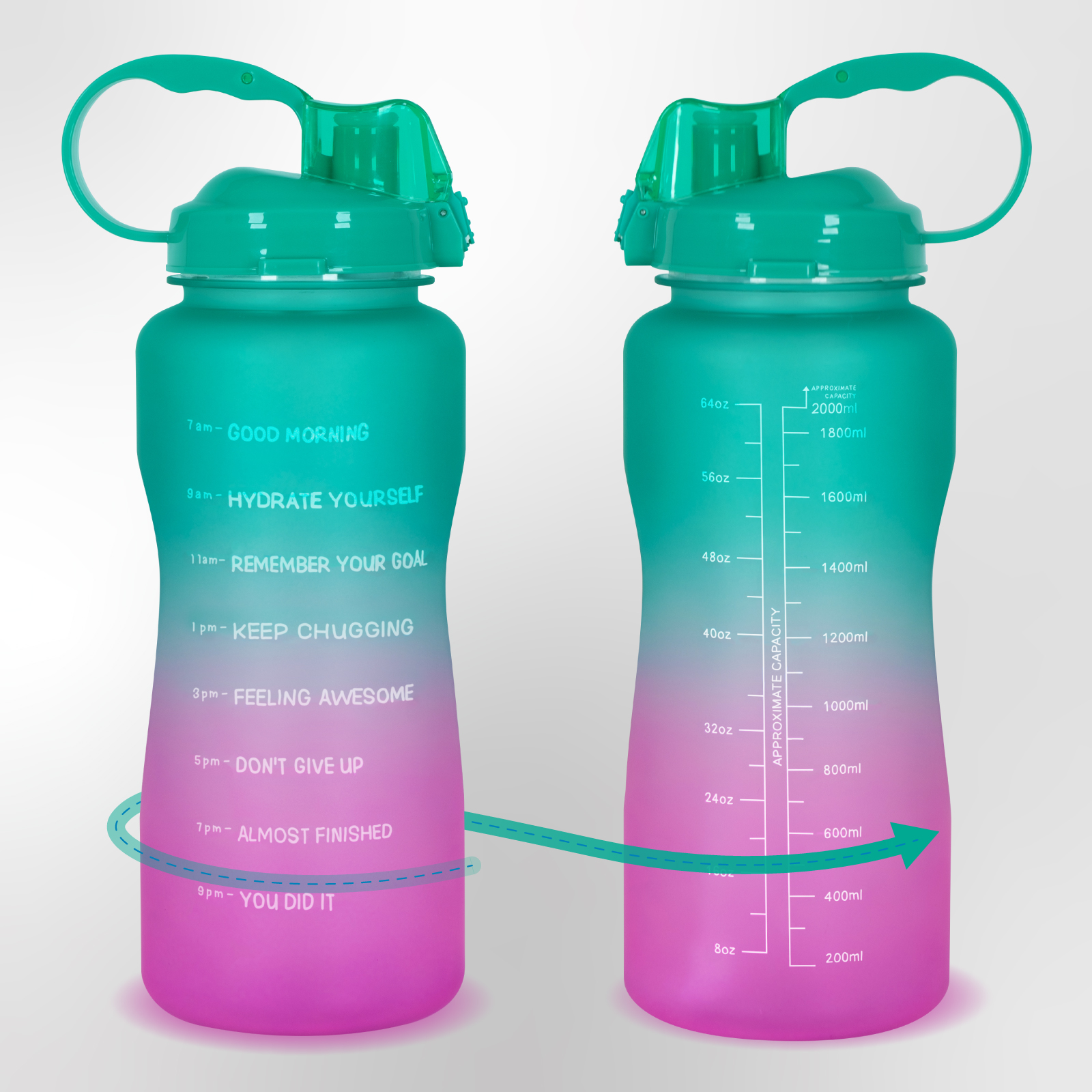 Botella Gimnasio Plástica Con Asa Para Agua 1600ml