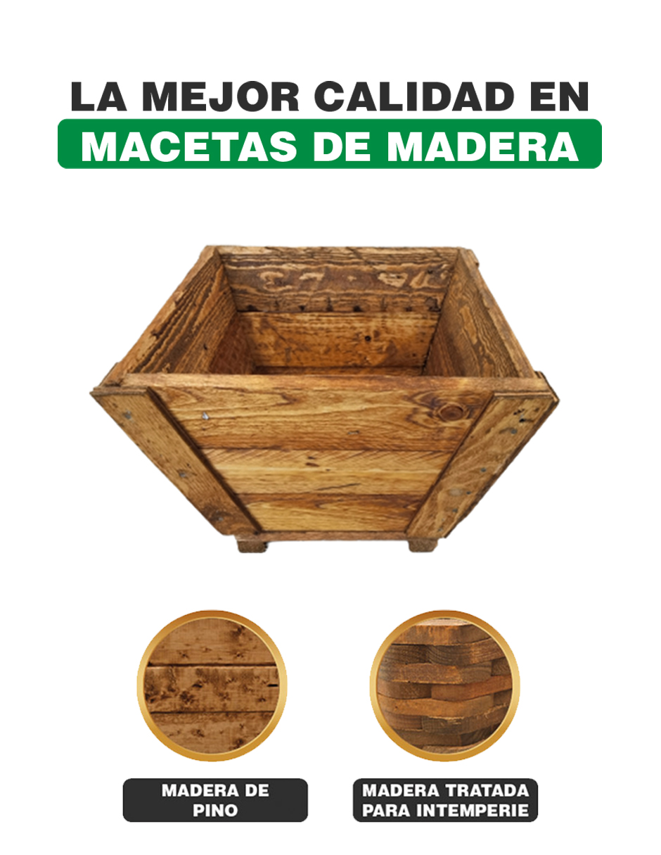Maceta De Madera Tipo Jardinera De Cono Chico