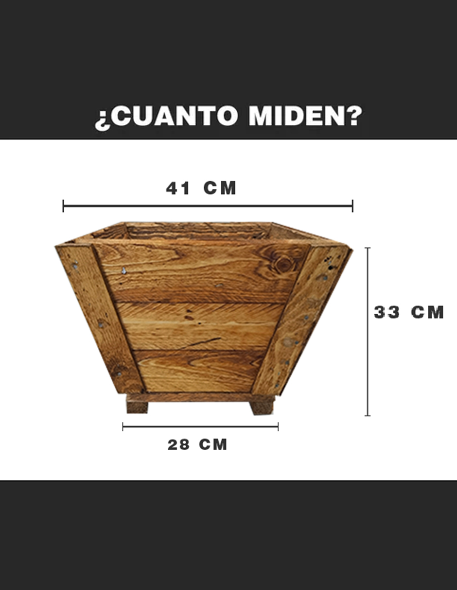 Maceta De Madera Tipo Jardinera De Cono Chico