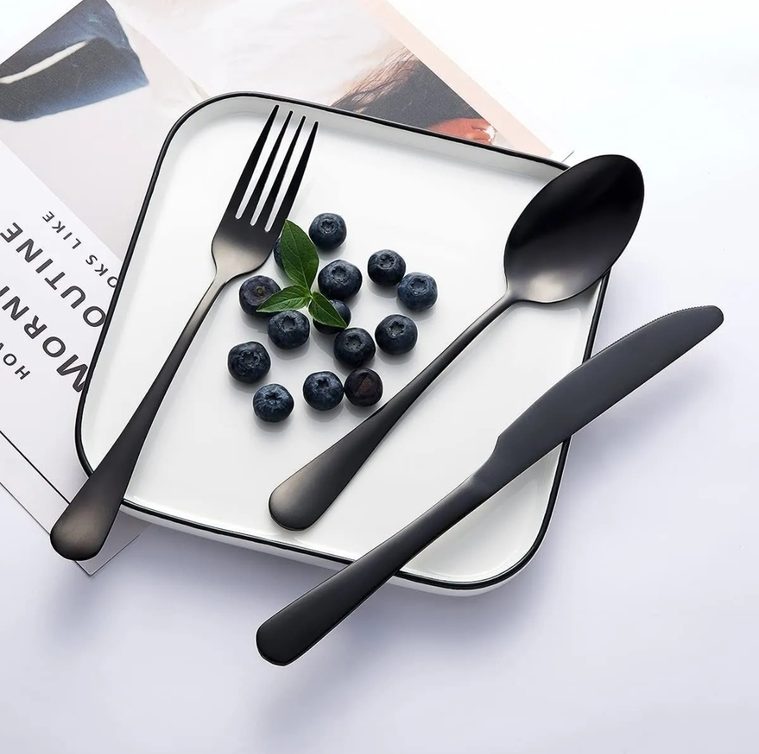 Juego De Cubierto, Acero Inoxidable 20 Piezas Negro