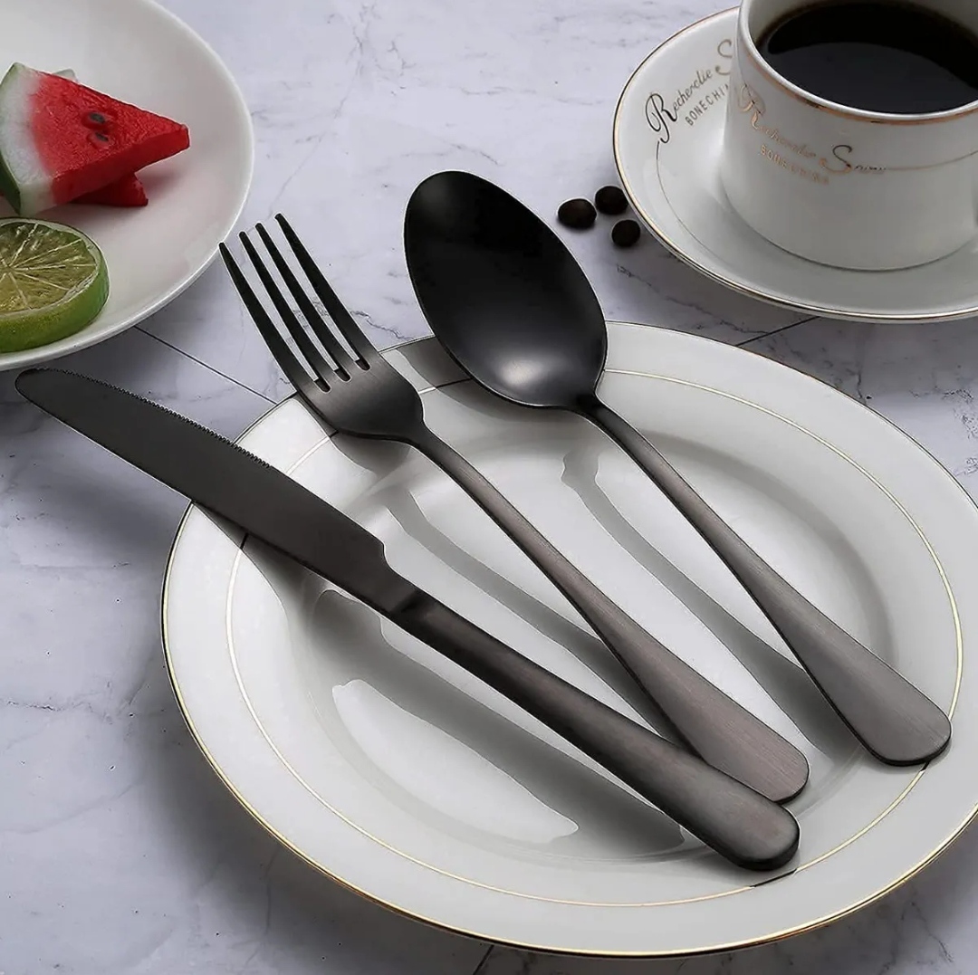 Juego De Cubierto, Acero Inoxidable 20 Piezas Negro